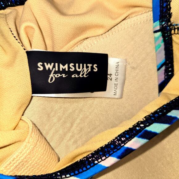 Swimsuits for all 24W Blue One Piece Women's Swimsuit Plus Size 3X 3XL - Picture 3 of 6